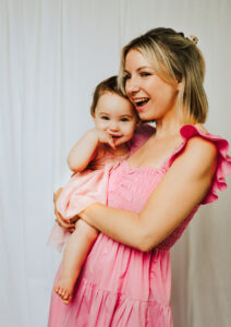 Family Photographer, mother and child in pink dress